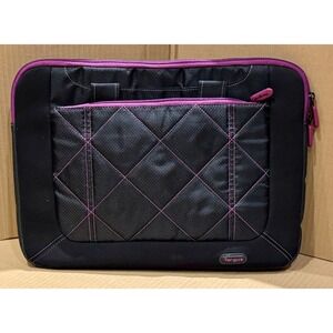 Targus Laptop Case Black Purple Quilted Stitching 15 inch Retractable Handle